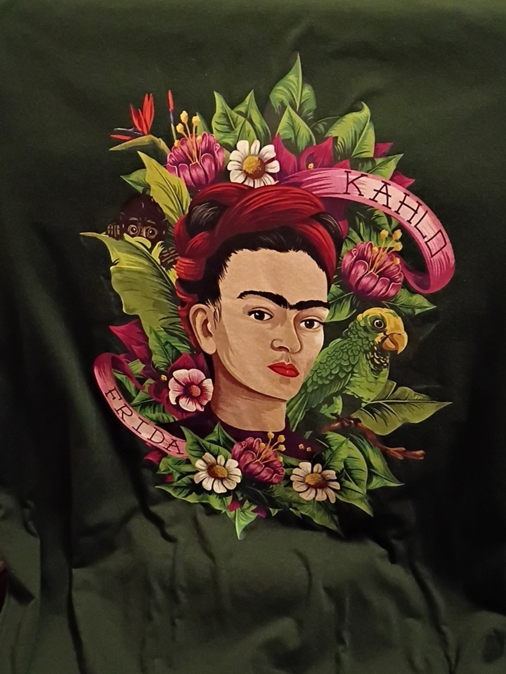 SHEIN Dark Green Frida Kahlo Graphic Short Sleeve Tee